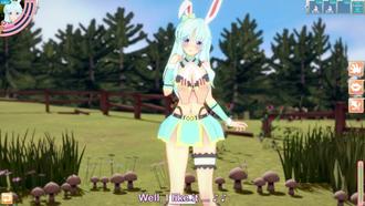 【3D】可爱的兔女郎在草地上玩耍